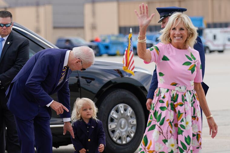 President Joe Biden with his grandson Beau Biden and first lady Jill Biden.