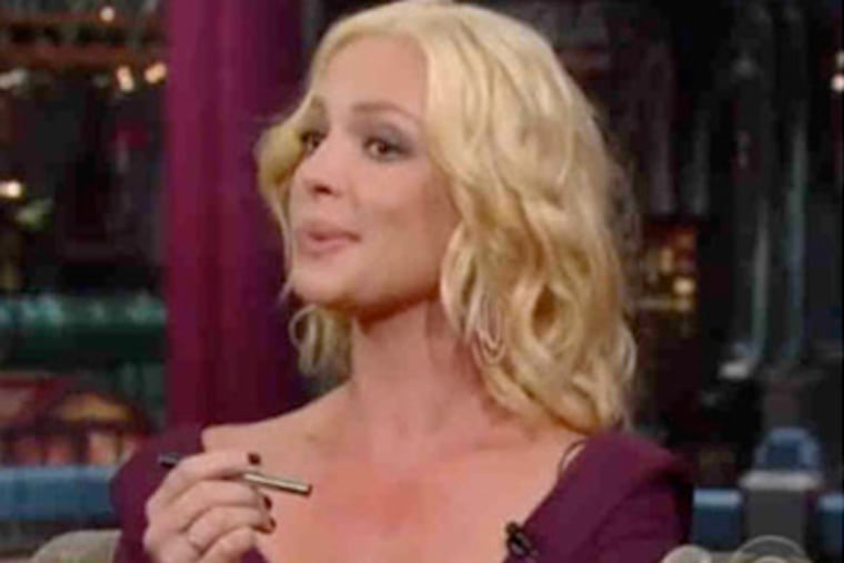 Katherine Heigl , on "Late Show With David Letterman," is among celebrity vapers, enjoying nicotine without the hazards of "real" cigarettes.