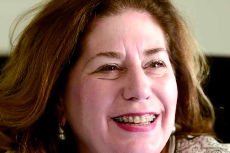 Karin Elkis in her office in U.S. Sen. Menendez's South Jersey office in Barrington October 24, 2103. Elkis has been a familiar face at press events involving U.S. Senators from NJ for decades. The Haddonfield resident will retire soon and, in a rare interview, reflects on her long career. ( TOM GRALISH / Staff Photographer )