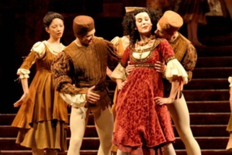 The town scene in "Romeo and Juliet," which played two performances at the Mann Center for the Performing Arts.