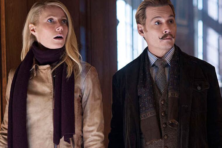 Johnny Depp is Charlie Mortdecai, an art dealer and tax dodger, who is searching for a missing Goya painting, and Gwyneth Paltrow is his wife who might leave him if they're broke in "Mortdecai."