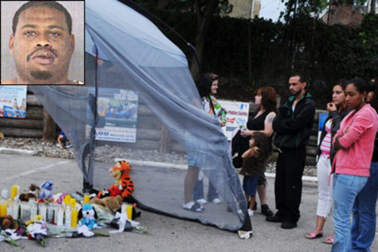 Friends and family gathered Monday in the parking lot of O'Reilly's Pub, where Ray Santiago was killed. Rival tow-truck operator Glen McDaniel (inset) is charged with murder.
