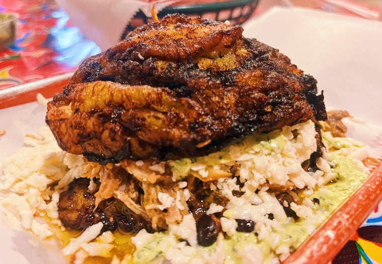 The patacón pintón at Puyero Venezuelan Flavors, which has locations on South Street and in University City.