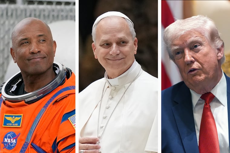 From left: Victor Glover, pilot of NASA's Artemis II moon rocket, on April 1 in Cape Canaveral, Fla., Pope Leo XIV at the Vatican on Jan. 28, and President Donald Trump at the White House on March 26.