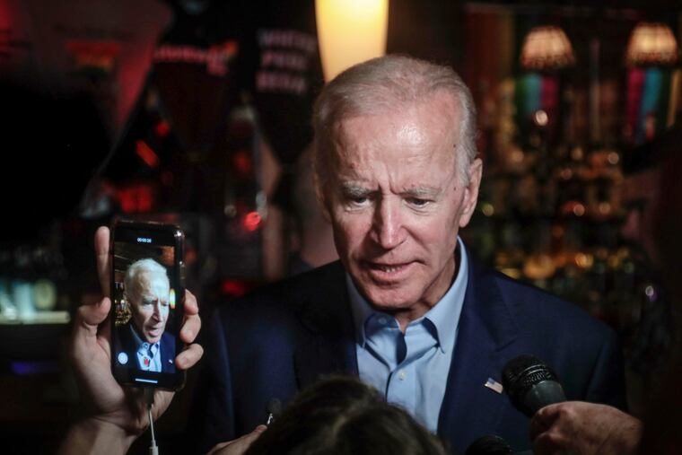 Former Vice President and 2020 Democratic presidential candidate Joe Biden addresses patrons and media during a visit to the Stonewall Inn on June 18, 2019, in New York. Biden paid a visit to the Stonewall Inn ahead of the 50th anniversary of an uprising that helped spark the gay rights movement.