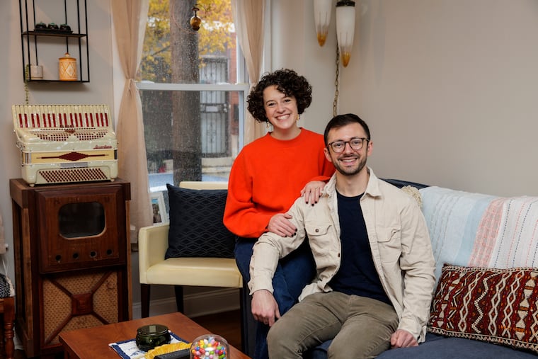 Casie Girvin and Steven Crino posed for a portrait at their home on Tuesday, Dec. 2, 2025 in Philadelphia. They moved into their home in March.