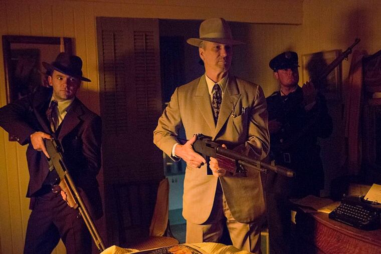 Austin Hebert (left) and William Hurt (center) play lawmen who help to end Bonnie and Clyde's Depression-era crime spree in the new mini-series.