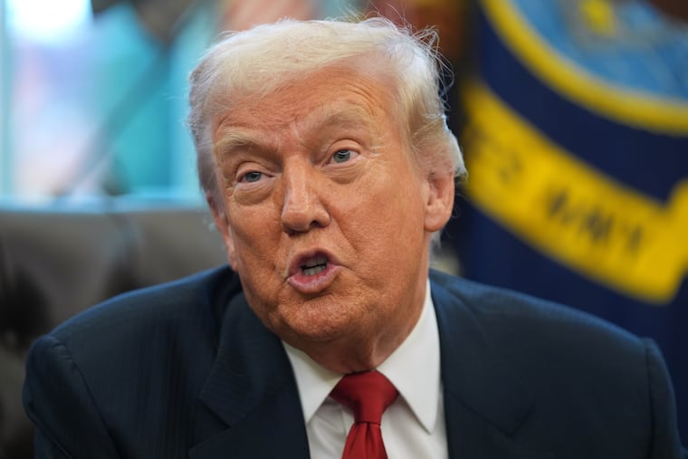 President Donald Trump speaks in the Oval Office of the White House on Friday, Nov. 21.