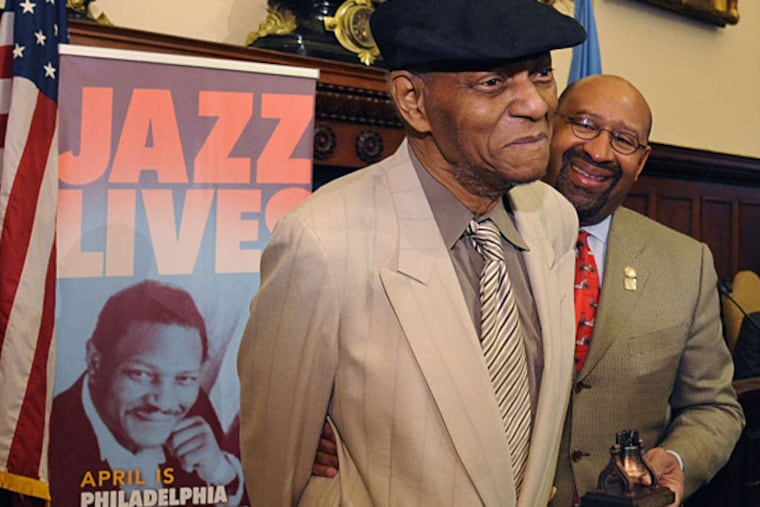 As Mayor Nutter awaits, Liberty Bell in hand, McCoy Tyner was named 2015 Jazz Legend Honoree.