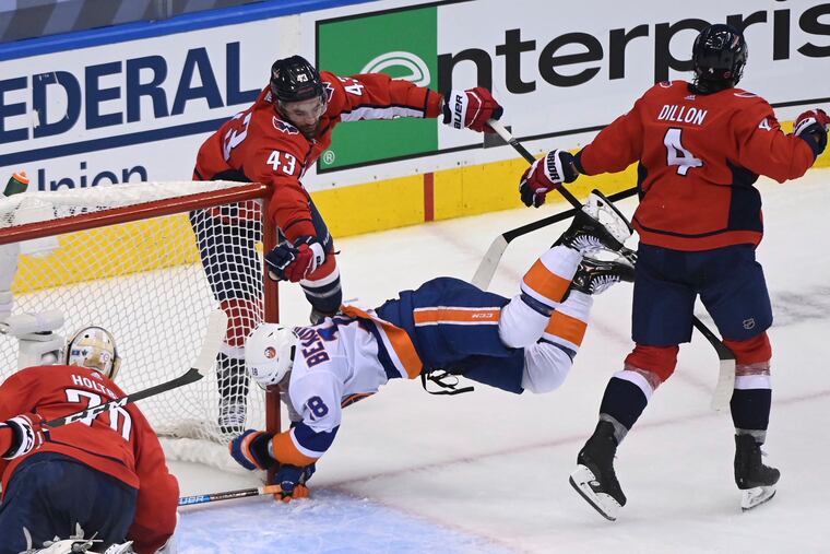 Islanders winger Anthony Beauvillier paid a price for scoring on Capitals goaltender Braden Holtby in the series-clincher on Thursday. The Islanders will face the Flyers in the second round in the first postseason meeting between the two clubs since 1987.
