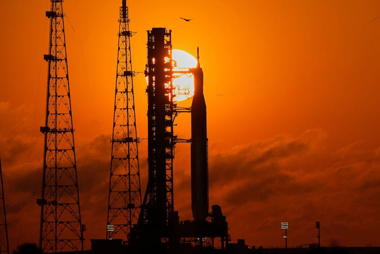 NASA's Space Launch System rocket with the Orion spacecraft set for the Artemis 2 mission is seen on Launch Complex 39B at sunrise at the Kennedy Space Center, Tuesday, March 24, 2026, in Cape Canaveral, Fla.