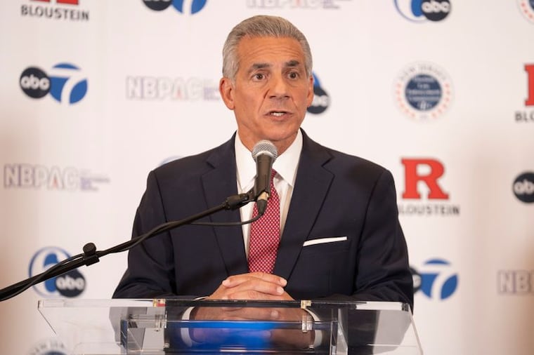 Jack Ciattarelli fields questions from reporters after the second New Jersey gubernatorial debate against Mikie Sherrill at the New Brunswick Performing Arts Center on Oct. 8.