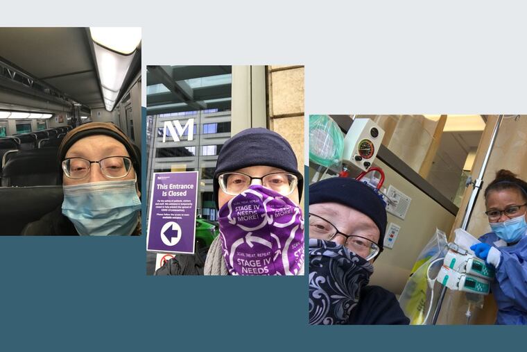 On "Treatment Tuesdays," as she has dubbed them, Katherine O'Brien makes the trek into Chicago by commuter rail from her home in the suburb of La Grange, Ill., for chemotherapy. On the right, she poses with her nurse, Drucella Stingley.