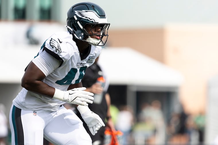 Joshua Weru (46) has practiced well and made an impact in the Eagles first preseason game on Saturday.