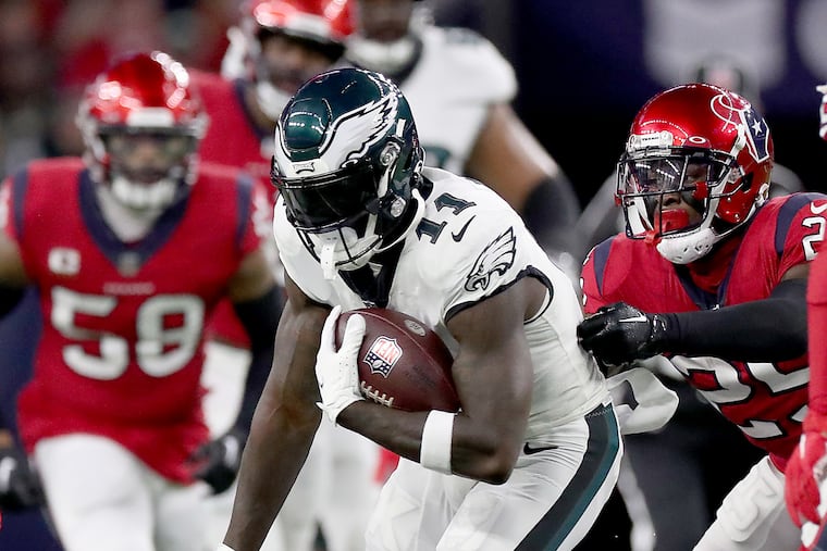 Eagles wide receiver A.J. Brown during the victory over the Texans on Thursday.