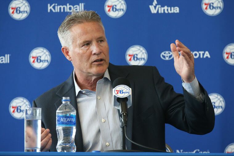 Sixers coach Brett Brown speaks during Thursday's press conference.