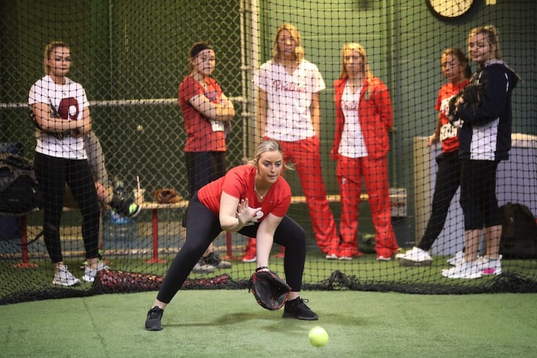 Shayla Sweeney, 23, Barrington, N.J. is one of the two dozen area girls trying out to become a ball girl for the Phillies at Citizens Bank Park Wednesday January 10, 2018.