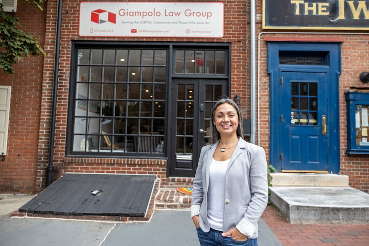 Angela Giampolo poses for a portrait at her office in Philadelphia. Giampolo specializes in estate planning for LGBTQ couples.