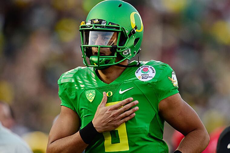 Oregon Ducks quarterback Marcus Mariota. (Robert Hanashiro/USA Today Sports file photo)