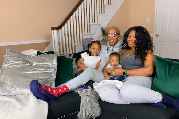 Veronica and Terry Harris with daughter Jade and baby son Jace.