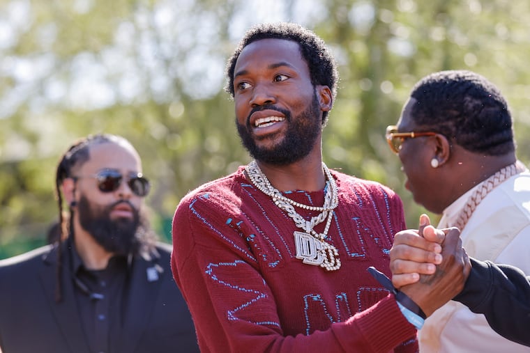 Meek Mill enters Michael Rubin’s Fanatics Super Bowl Party at the Arizona Biltmore, A Waldorf Astoria Resort in Phoenix, Az. on Saturday, Feb. 11, 2023.