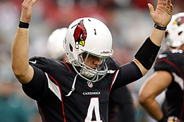 Cardinals quarterback Kevin Kolb threw for 222 yards and two touchdowns in the Eagles loss. (Yong Kim/Staff Photographer)