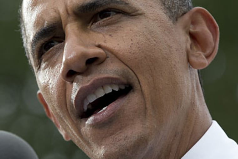 A new Daily News/Franklin & Marshall College Poll shows President Obama leading Mitt Romney in Pennsylvania 50 percent to 39 percent, with 6 percent undecided and 5 percent leaning toward presidential candidates from smaller political parties. (Carolyn Kaster / AP)