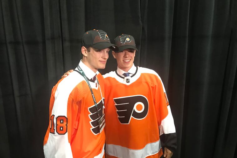 The Flyers' first round picks in Friday's draft: Joel Farabee (left) and Jay O'Brien.