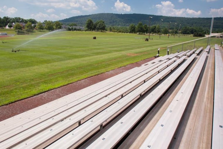 The empty bleachers and football practice fields at Lehigh University's Goodman Sports Complex as seen on Wednesday July 17, 2013. (Ed Hille/Staff Photographer)