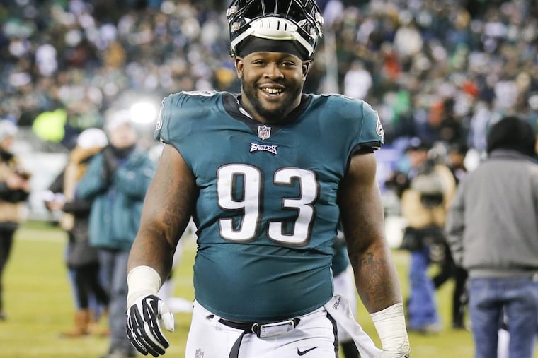Eagles defensive tackle Timmy Jernigan walking off the field after the playoff victory over the Falcons in January.
