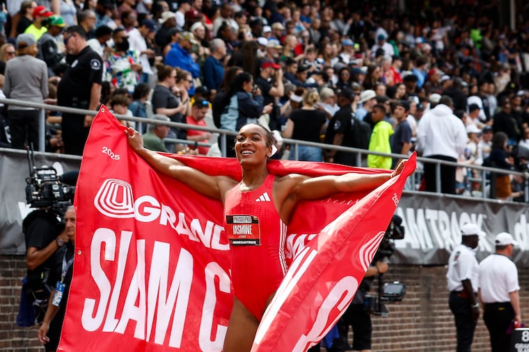 Jasmine Jones won the weekend's women's long hurdles group, which ran 400-meter hurdles and sprint races.