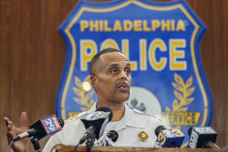 Police Commissioner Richard Ross said Tuesday, August 28, 2018 at a press conference that a Philadelphia Police homicide detective is under internal investigation for allegedly calling a colleague a "filthy savage" and a "grotesque, primal animal" in a letter hung inside the Homicide Unit.
