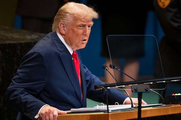 President Donald Trump addresses the 80th session of the United Nations General Assembly, Tuesday at U.N. headquarters.