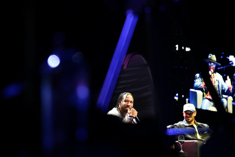 New York Knicks players Jalen Brunson and Josh Hart filmed a live "Roommates Show" podcast in Central Park in Manhattan last summer.