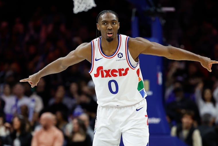 Sixers guard Tyrese Maxey averaged 32.3 points and 8.7 assists in three victories over the past week.