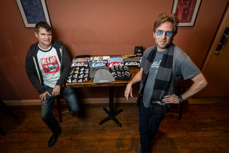 Tommy Joyner (left) and Jamie Lokoff, founders of Milkboy, have launched a Philly-centric fashion line just in time for the holidays.