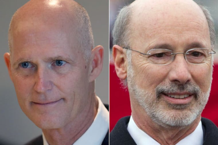 Florida Gov. Rick Scott (left) and Pennsylvania Gov. Tom Wolf