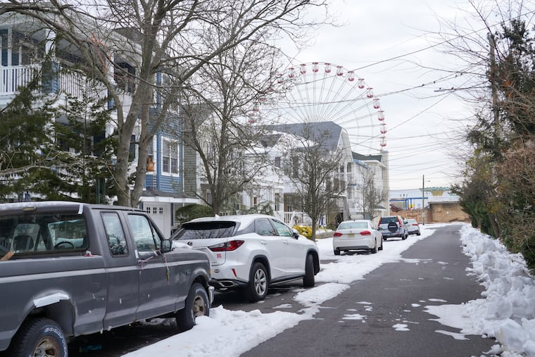 The neighborhood behind the old Wonderland Pier site on the boardwalk in Ocean City, Tuesday, Feb. 3, 2026. Residents are against the development of a hotel at the boardwalk site.
