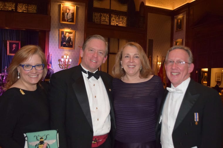 At the Union League fete (from left), Lydia and McBee Butcher and Liza and Michael Whelan. The event was hosted by the Pennsylvania Society of the Sons of the Revolution.