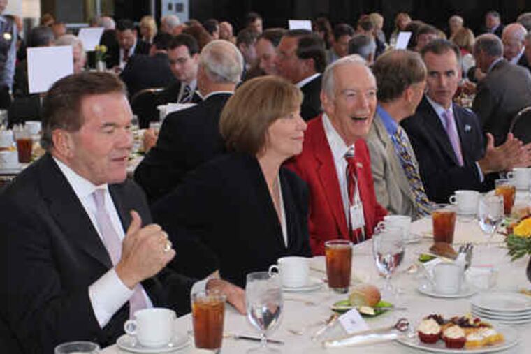 Former Gov. Tom Ridge; Claudia McBride, World Affairs Council president; Walter R. Garrison, director of the World Affairs Council; Dave McLaughlin, guest of SEI Investments; and Daniel K. Fitzpatrick, regional president and CEO, Citizens Bank.