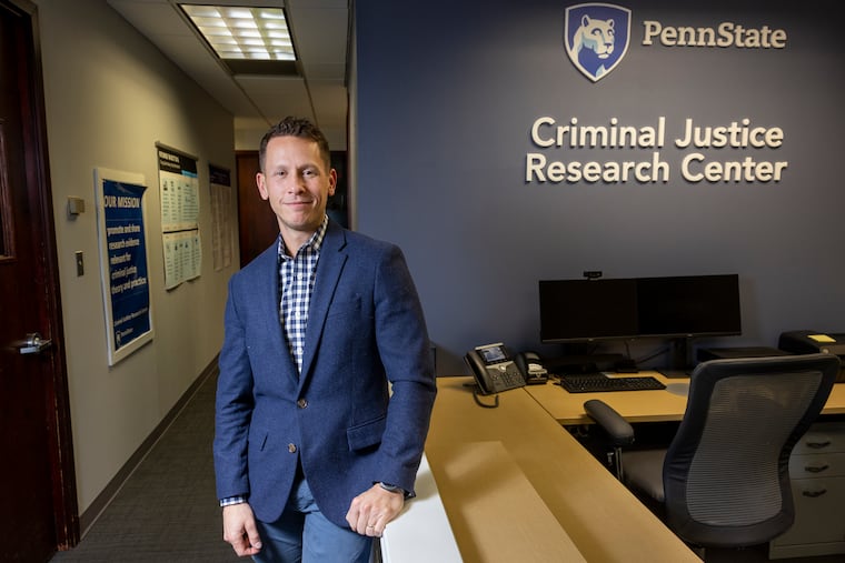 Pennsylvania office of Rural Health named Glenn Sterner, Associate Professor of Criminal Justice at Penn State Abington as its Rural Health Hero of the Year for 2022. Photograph of Glenn at his office in Rydal Executive Plaza, Jenkintown, PA., on Wednesday, December 7, 2022.