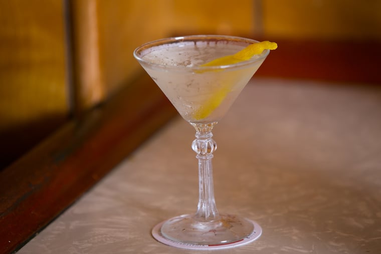 A drink called the DiCicco, an olive oil martini at the Palizzi Social Club.
