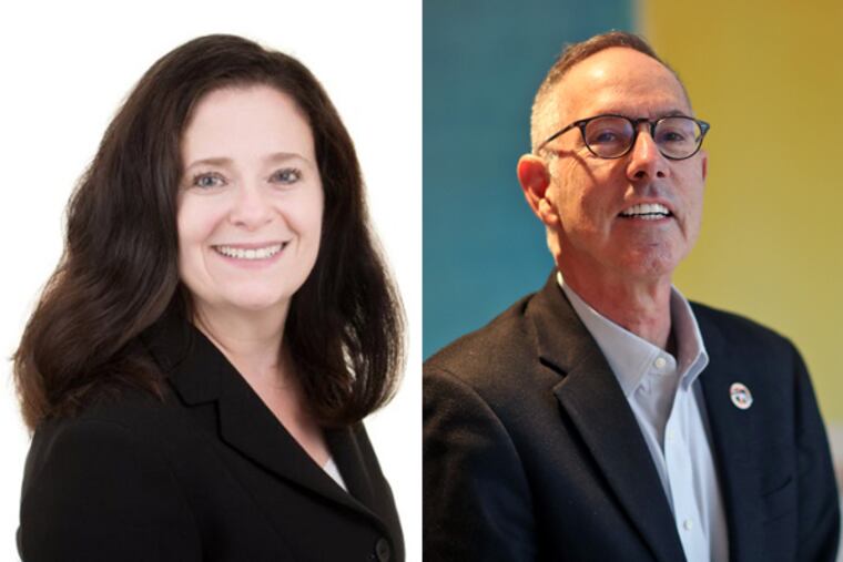 From left, Beth Grossman, a 21-year veteran of prosecutor's office now in private practice, and former Philadelphia Assistant District Attorney Michael Untermeyer, each announced a run for Philadelphia district attorney. Grossman will run as a Republican, while Untermeyer will run as a Democrat.