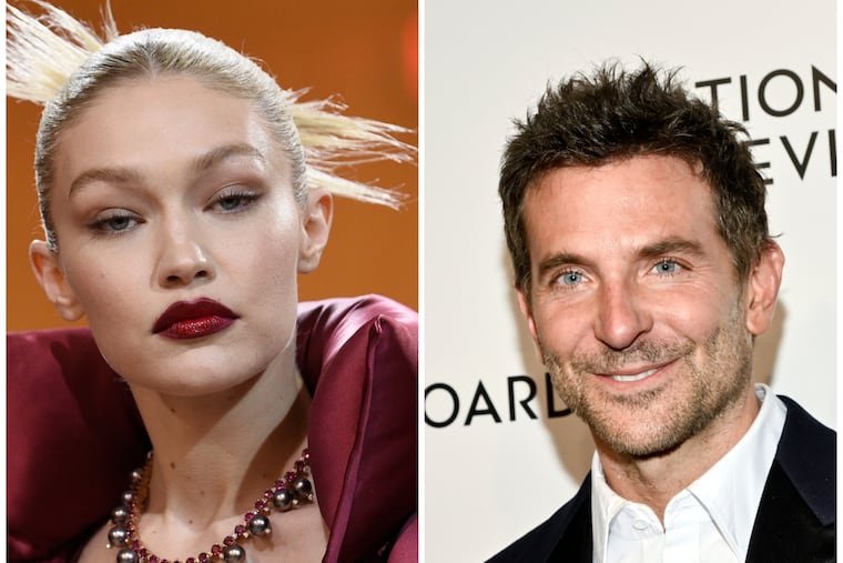 Images of supermodel Gigi Hadid (left) and movie star Bradley Cooper (right). The two celebrities have been romantically linked since late 2023.