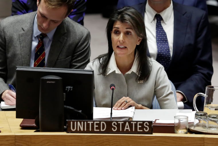 U.S. Ambassador to the United Nations Nikki Haley speaks at United Nations headquarters on Dec. 8.