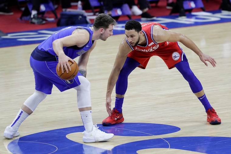 Sixers guard Ben Simmons will match up with the Dallas Mavericks' Luka Doncic on Monday night.