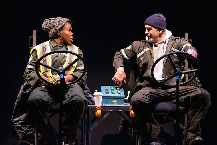 Pictured from L-R is Ngozi Anywanu and Steven Rishard in The Garbologists at Philadelphia Theatre Company.