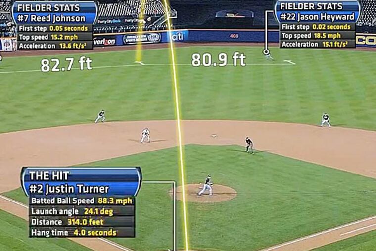 A screen capture shows how Jason Heyward made a spectacular catch against the Mets.