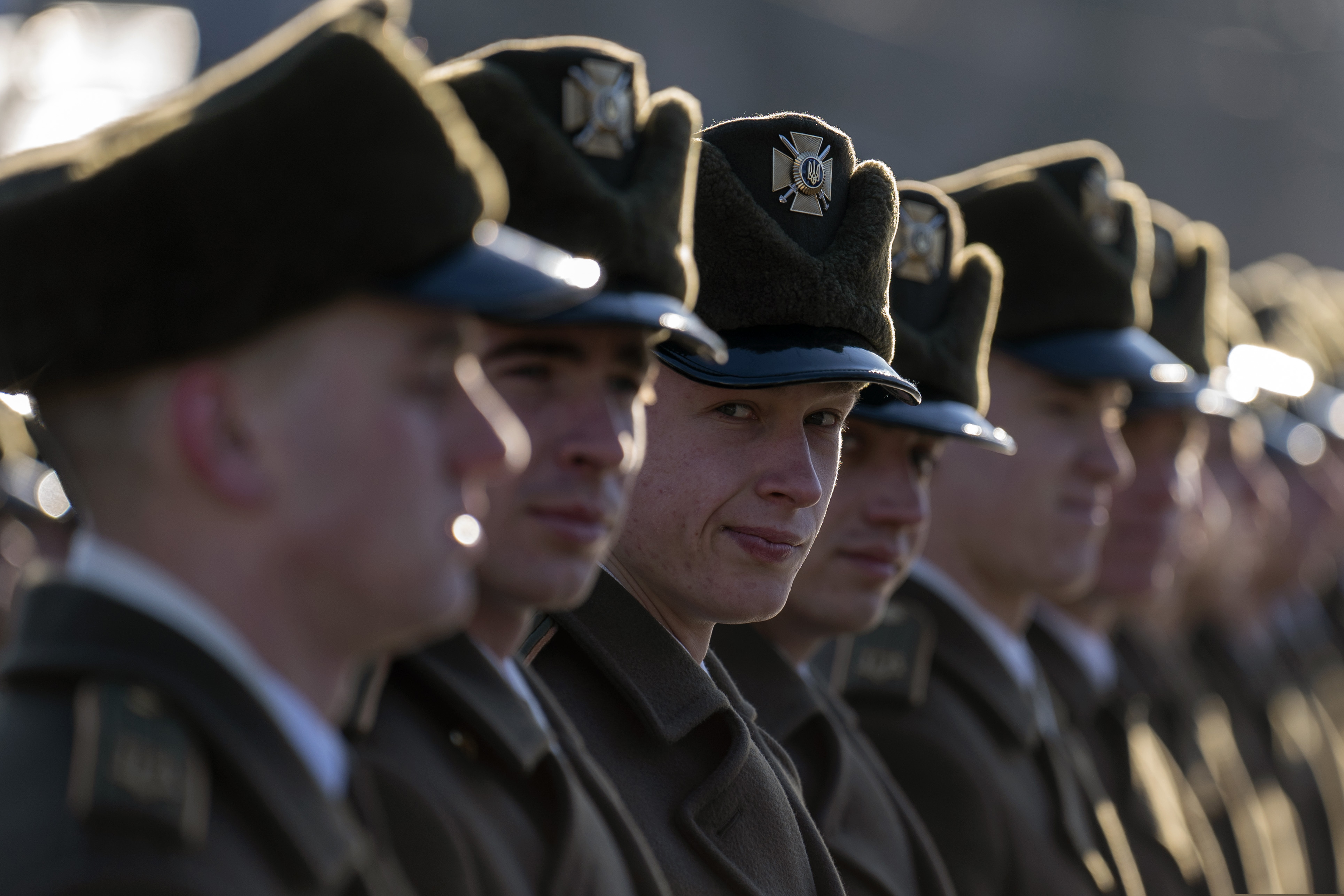 Honor guard soldiers attend a ceremony to mark the anniversary of the withdrawal of Soviet troops from Afghanistan, in Kyiv, Ukraine, on Tuesday.