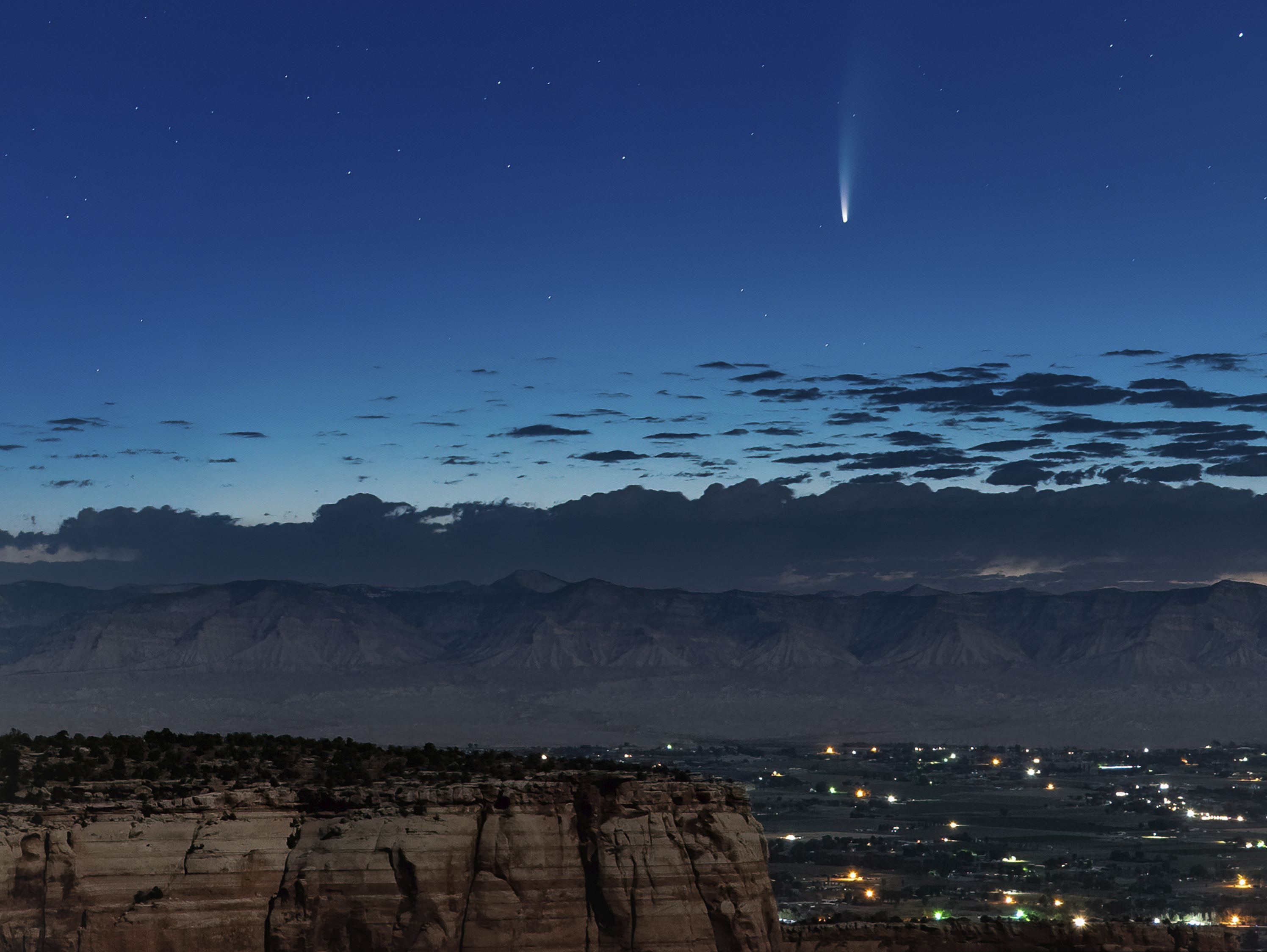 Comet Neowise soars in the horizon of the early morning sky in Colorado earlier this month.